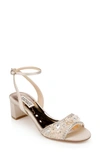 Badgley Mischka Taylin Satin Embellished Ankle-strap Sandals In Pearl Nude