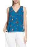 Halogen Raw Edge Tank In Teal Vine Botanical Floral