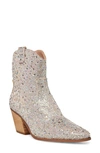 Betsey Johnson Women's Diva Embellished Western Booties Women's Shoes In Rhinestone