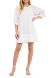 English Factory Pleated Hem Cotton Minidress In White