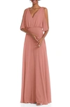 After Six V-neck Split-sleeve Blouson-bodice Maxi Dress In Pink