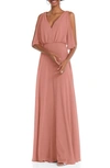 After Six V-neck Split-sleeve Blouson-bodice Maxi Dress In Desert Rose