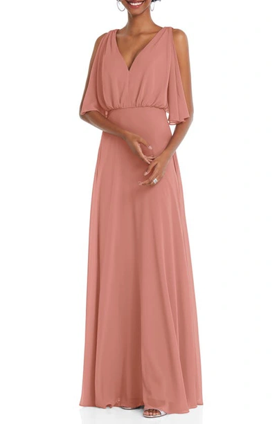 After Six V-neck Split-sleeve Blouson-bodice Maxi Dress In Pink