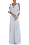 After Six V-neck Split-sleeve Blouson-bodice Maxi Dress In Silver Dove