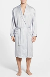 Majestic Herringbone Stripe Silk Robe In Silver