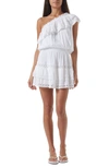 Melissa Odabash Debbie One-shoulder Lace-trim Mini Dress In White