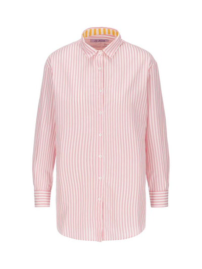 Mc2 Saint Barth Pink Gingham Shirt With St. Barth Embroidery In White
