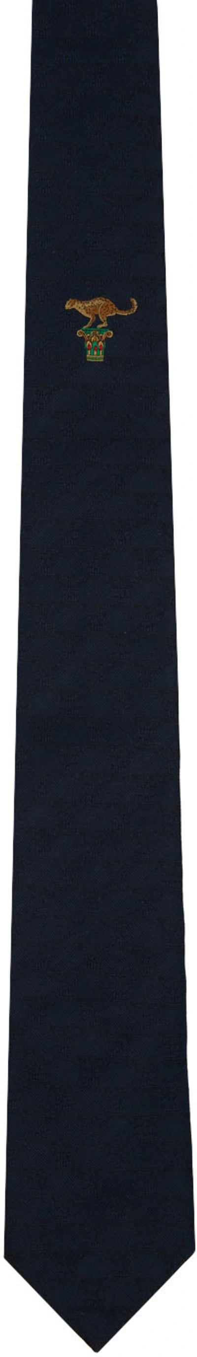 Ferragamo Navy Silk Tie In F.navy