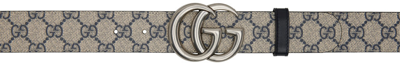 Gucci Beige Gg Marmont Belt In 4075 Beige Blu/blu