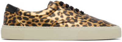 Saint Laurent Venice Leather-trimmed Leopard-print Canvas Sneakers In Multicolor