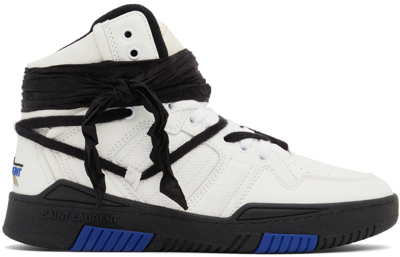 Saint Laurent White & Blue Smith High-top Trainers