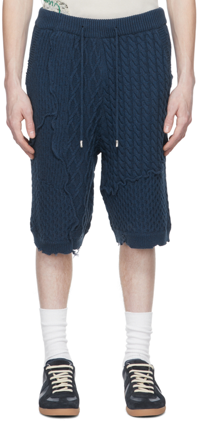 Ader Error Blue Cotton Shorts