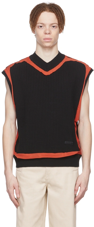 Ader Error Ribbed-knit V-neck Vest In Black