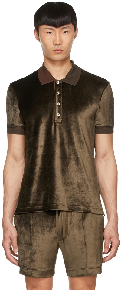 Tom Ford Brown Modal Polo In M08 Coco