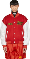 Vtmnts College Logo Wool Bomber Jacket In Red / White