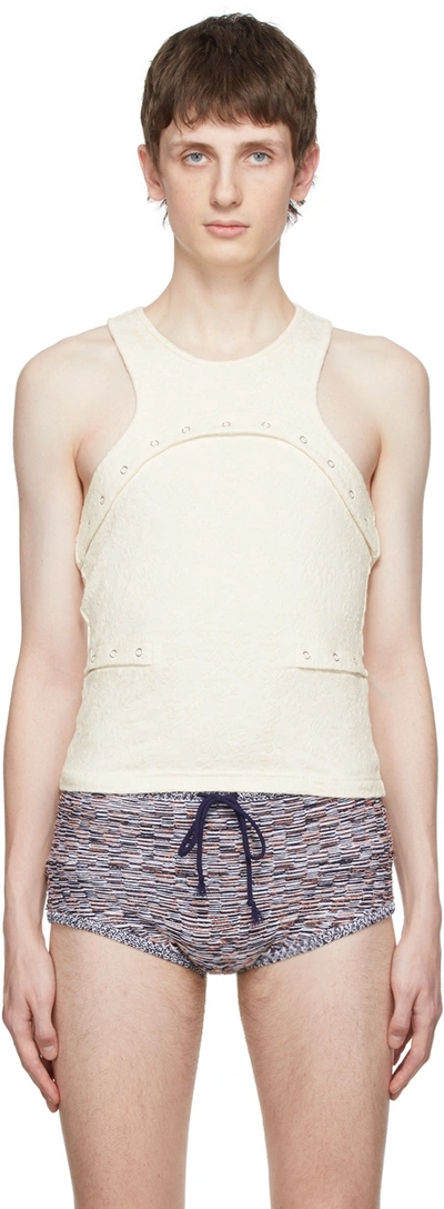 Eckhaus Latta Undone Sleeveless Panelled Tank Top In Bone