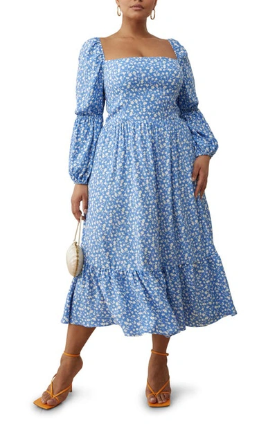 baby blue and white dress Reformation Delia Bow Midi Dress – katie + hubbell