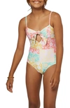 O'NEILL KIDS' OLIVIA TIE FRONT ONE-PIECE SWIMSUIT