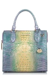 Brahmin Small Caroline Croc Embossed Leather Satchel In Viola