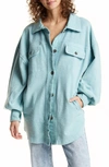 Free People Ruby Turquoise Brushed Cotton-blend Jacket In Blue