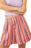 Free People Sunday Morning Lounge Shorts In Pink Stripe Combo