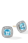 David Yurman Women's Petite Albion Stud Earrings With Gemstone & Pavé Diamonds In Blue Topaz