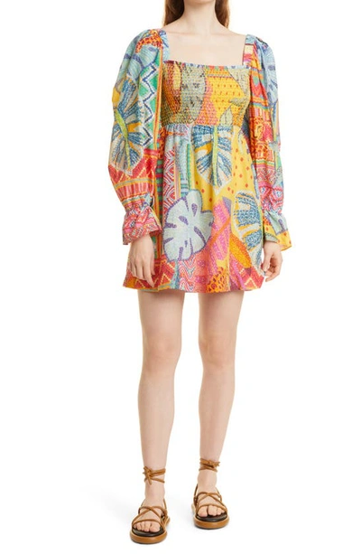 farm rio square neck mini dress Sand Nature Square Neck Mini Dress