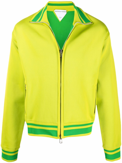 Bottega Veneta Triangle-motif Contrasting-trim Jacket In Green