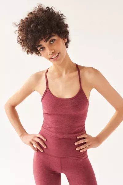 Beyond Yoga Space-dye Slim Racerback Tank Top In Maroon