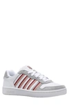 K-swiss Court Palisades Sneaker In White/rsgld/brgndy