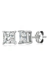Crislu Princess Cubic Zirconia Stud Earrings In Platinum