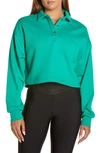 Alo Yoga Polo Henley Fleece Sweater In Green