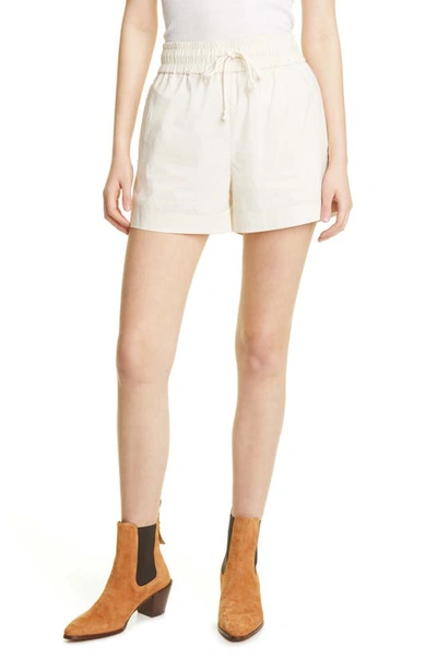 Frame Cotton High-waist Drawstring Shorts In Beige