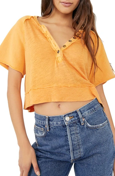 Free People Keep It Classic Linen & Cotton T-shirt In Malibu Orange