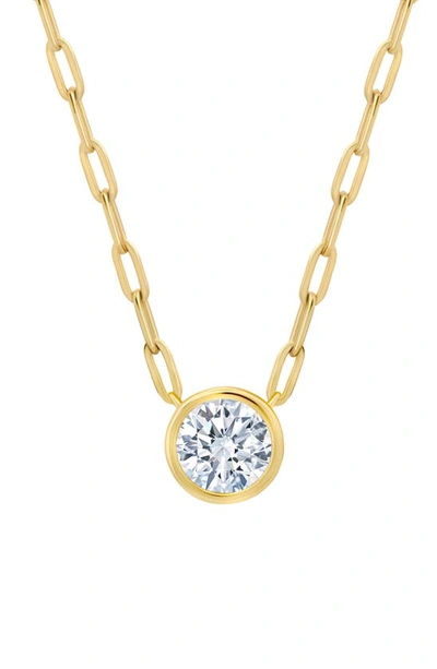 Crislu Bezel Set Cubic Zirconia Pendant Necklace In Gold