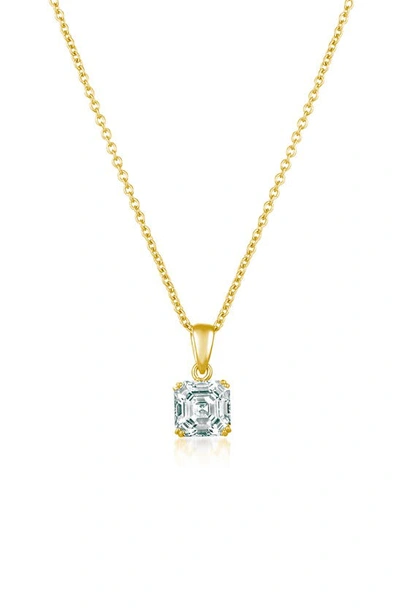 Crislu Asscher Cubic Zirconia Pendant Necklace In Gold