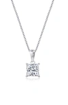 Crislu Princess Cut Cubic Zirconia Pendant Necklace In Platinum