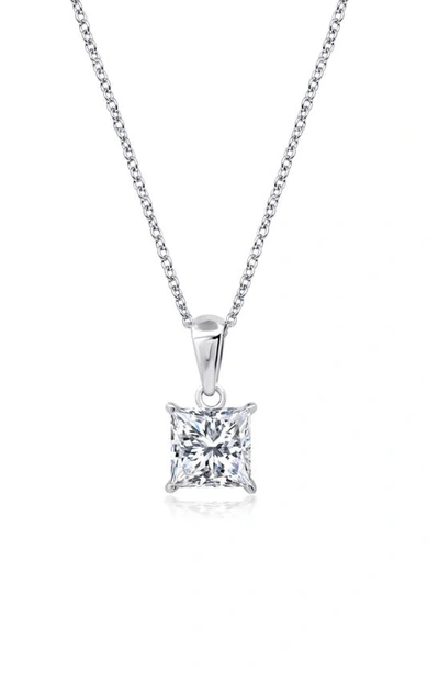 Crislu Princess Cut Cubic Zirconia Pendant Necklace In Platinum