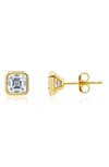 Crislu Asscher Cubic Zirconia Stud Earrings In Gold