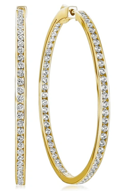 Crislu Inside Out Cubic Zirconia Hoop Earrings In Gold