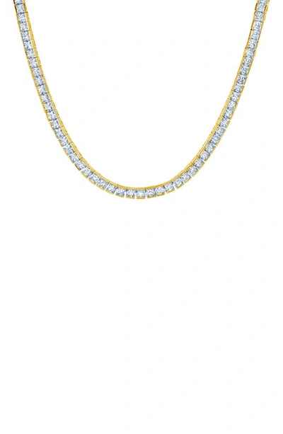 Crislu Princess Cubic Zirconia Tennis Necklace In Gold