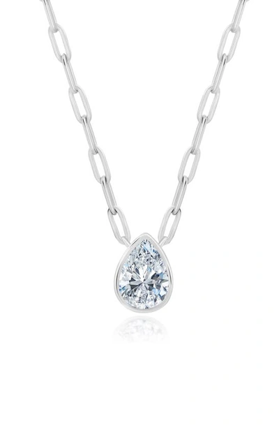 Crislu Cubic Zirconia Bezel Pendant Necklace In Platinum