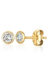 Crislu Cubic Zirconia Bezel Stud Earrings In Gold