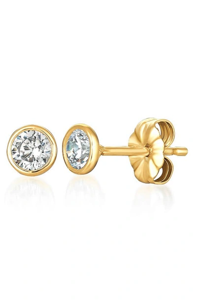 Crislu Cubic Zirconia Bezel Stud Earrings In Gold