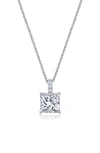 Crislu Brilliant Radiant Cut Cubic Zirconia Pendant Necklace In Platinum