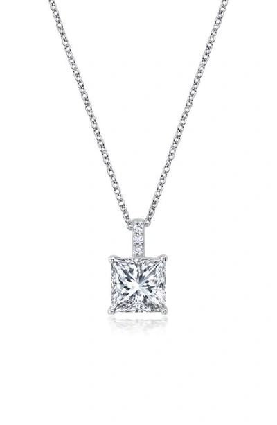 Crislu Brilliant Radiant Cut Cubic Zirconia Pendant Necklace In Platinum