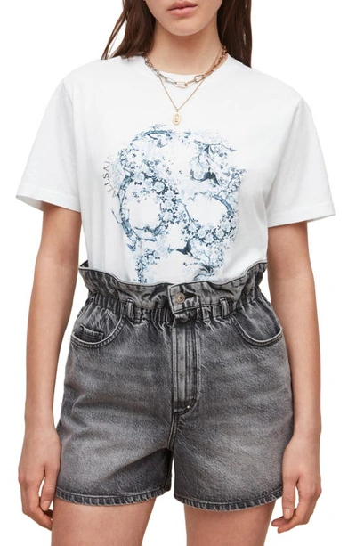 Allsaints Murrina Boyfriend Cotton Graphic Tee In Optic White