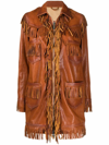 DSQUARED2 WOMEN'S  BROWN LEATHER OUTERWEAR JACKET