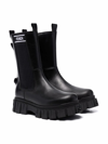 FENDI GIRLS  BLACK LEATHER ANKLE BOOTS