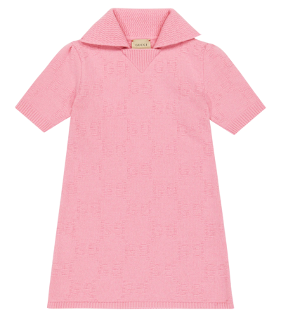 Gucci Kids' Kinderkleid Aus Gefilzter Wolle Mit Gg In Pink